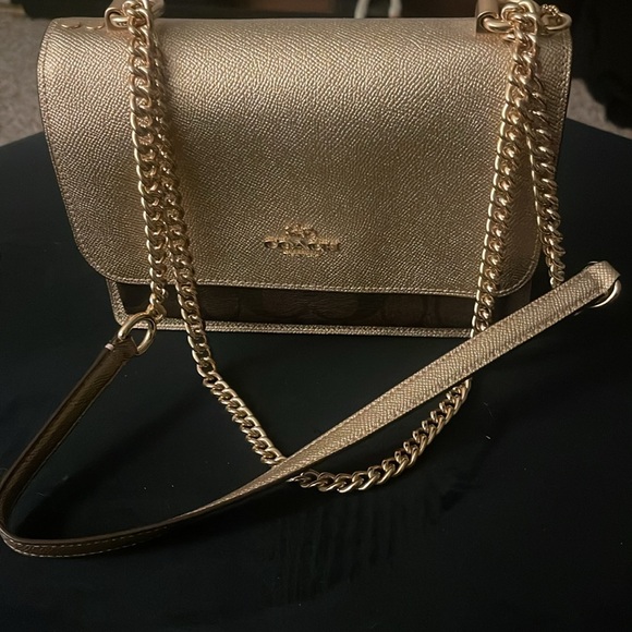 COPY - Small/Medium Gold/Brown Coach Purse - Picture 3 of 4